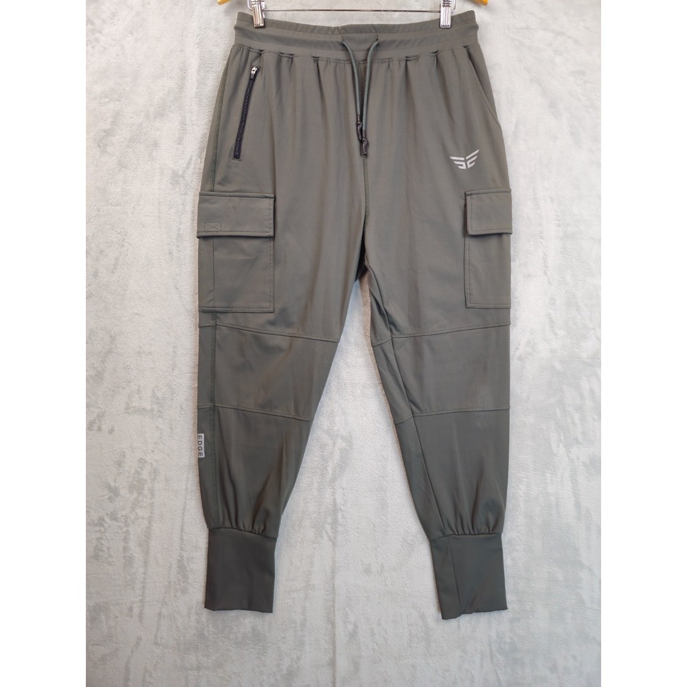 Men's EDGE Lifestyle Tactical Cargo Jogger Pants Large Olive Green Utility